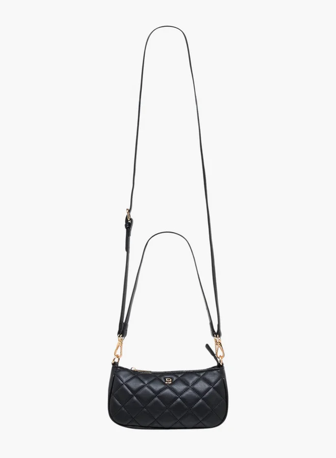 Flora Bella By Shoexpress Quilted Shoulder Bag with Detachable Strap and Zip Closure