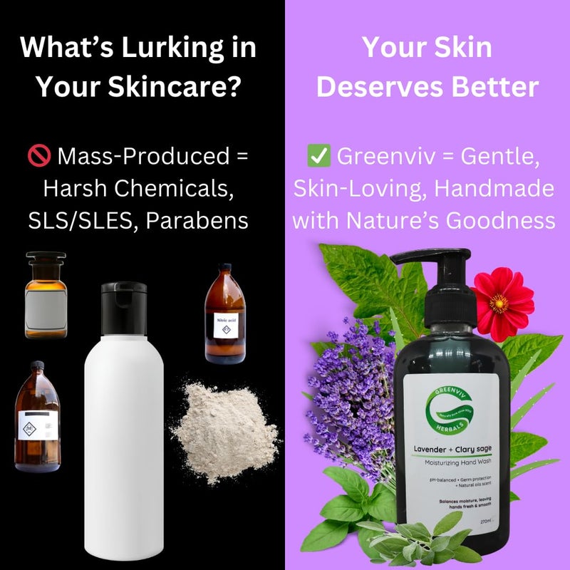 Greenviv Natural Handwash Liquid Lavender & Clary Sage, 270ML, Anti Bacterial Moisturizing Hand Wash - Image 3
