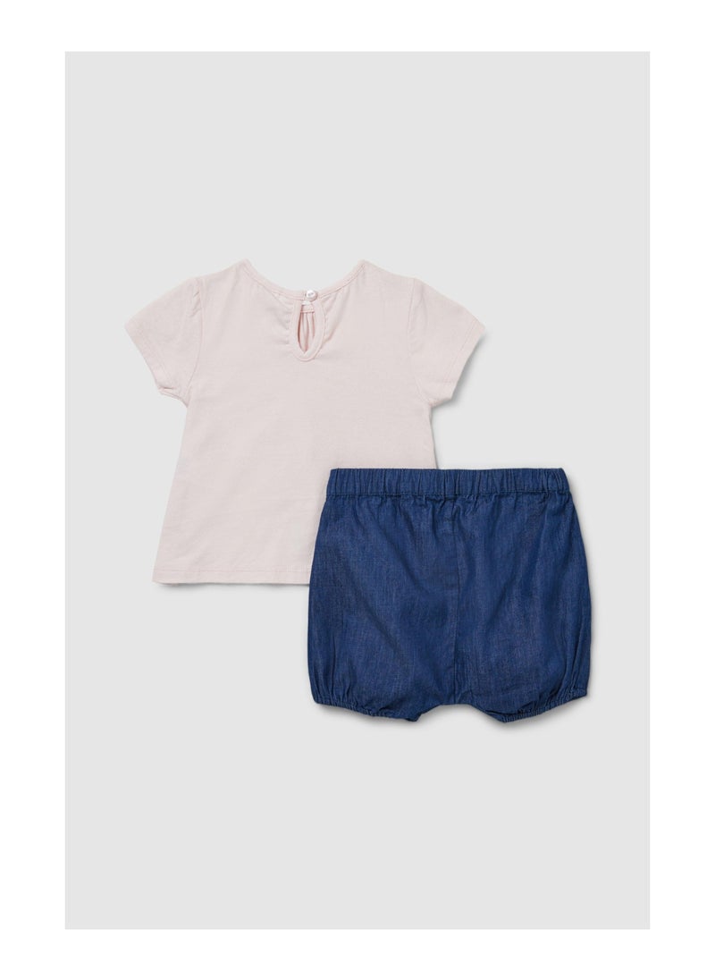 Blue zoo - Baby Girls Flamingo Tee And Short Set - Image 1