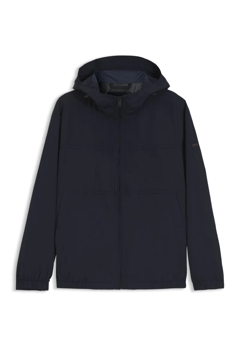 BOSS Dark Blue Relaxed-fit hooded jacket in water-repellent fabric for Men | Best Price UAE