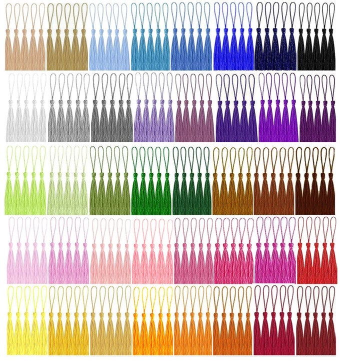 200 PCS MINI TASSELS 40 COLORS SILKY TASSELS HANDMADE BOOKMARKS TASSELS FOR DIY CRAFT SUPPLIES HOME DECOR