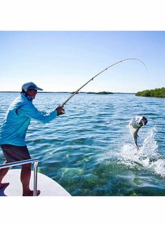 GROIC قصبة صيد السمك من Traveler Baitcasting خفيفة الوزن مصنوعة من الكربون بمقبض مستقيم وقطب صيد محمول بطول 2.4 متر - أزرق  - Image 5