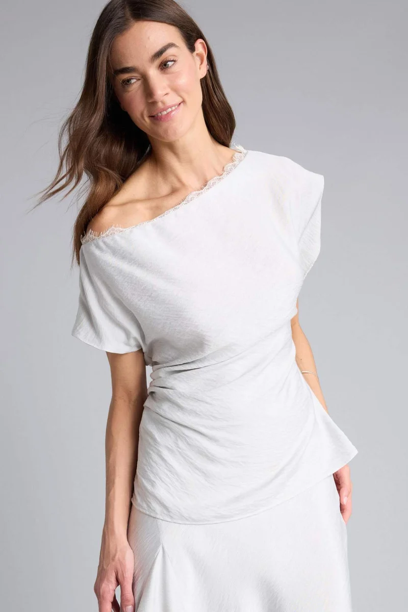 DeFacto Fitted Boat Neck Short Sleeve Blouse