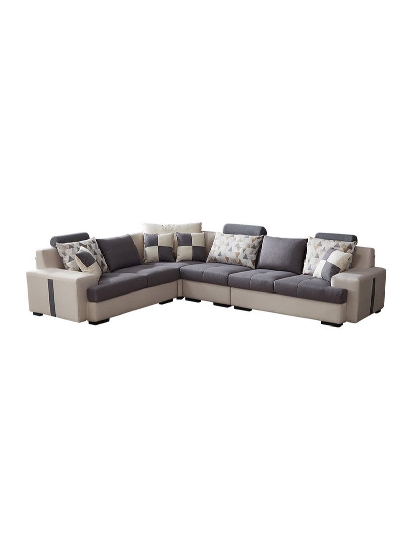 Ripple FURNITURE Modern Fabric U Shape Couch Living Room Sofa Set Furniture Designs 6 Seater  Grey 389X97X85  - Image 2