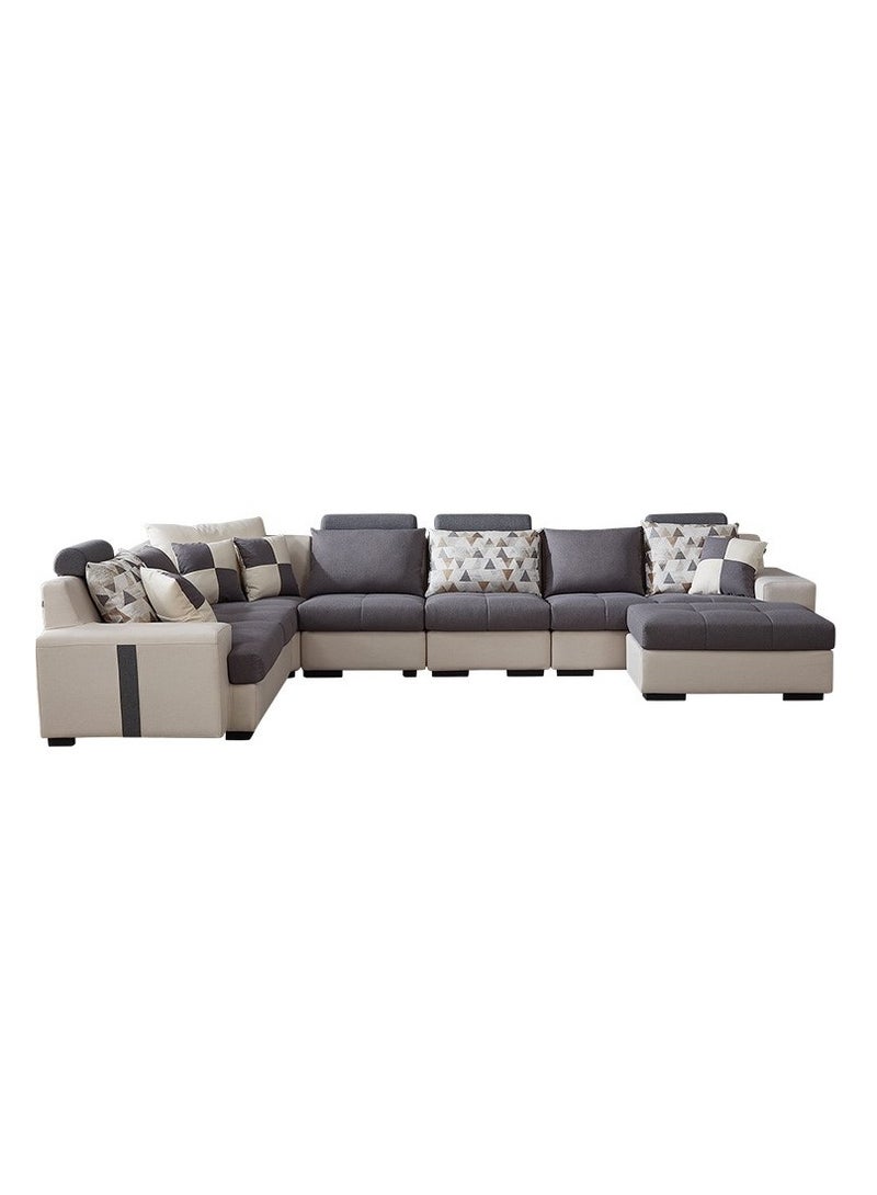 Ripple FURNITURE Modern Fabric U Shape Couch Living Room Sofa Set Furniture Designs 6 Seater  Grey 389X97X85  - Image 1