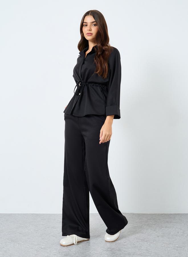 ستايلي طقم منسق من بنطال وبلوزة بأربطة - Image 1