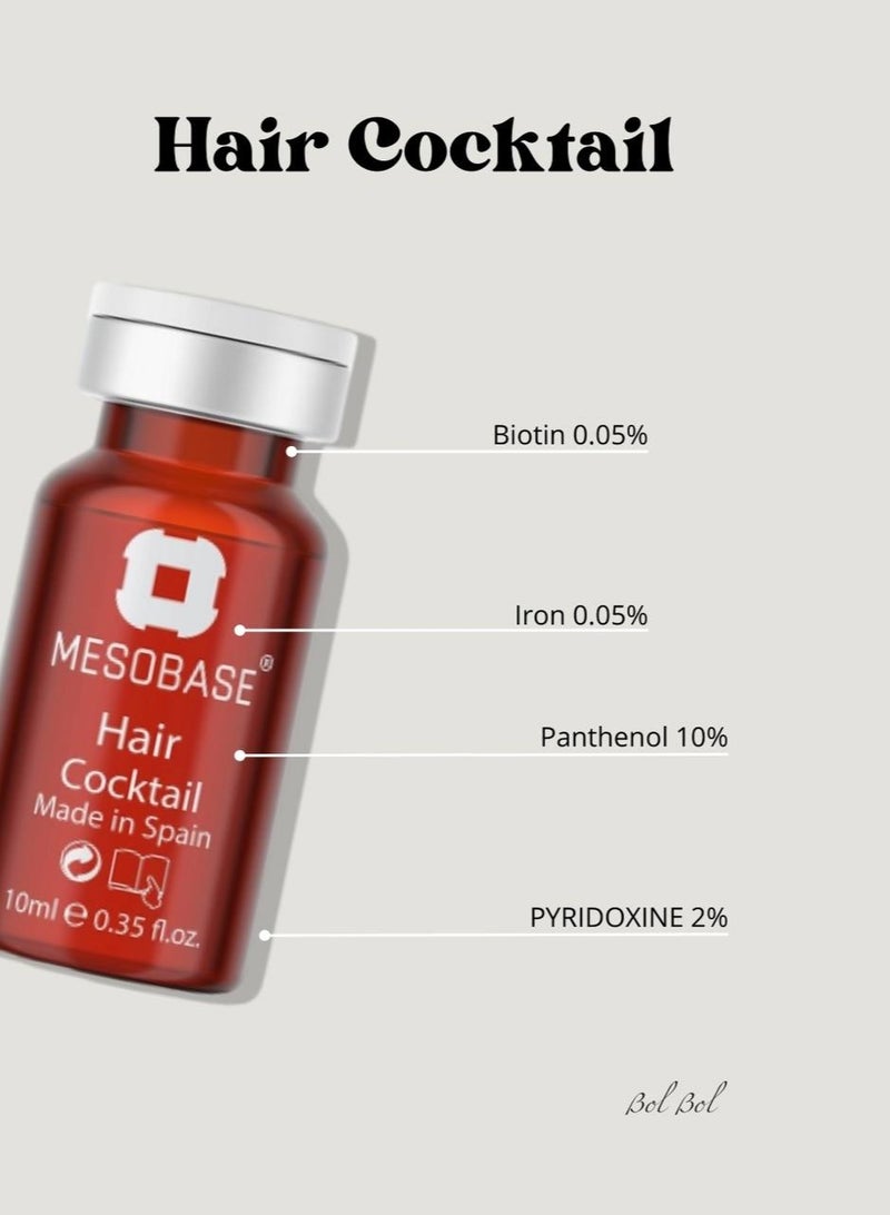 MESOBASE Hair Cocktail Mesobase brand for Hair Loss Prevention Hair Regrowth resistance of the hair follicles with Vitamin Biotin (0.05%) Iron (0.05%) Panthenol (10%) (1 pack 10ml) - Image 5
