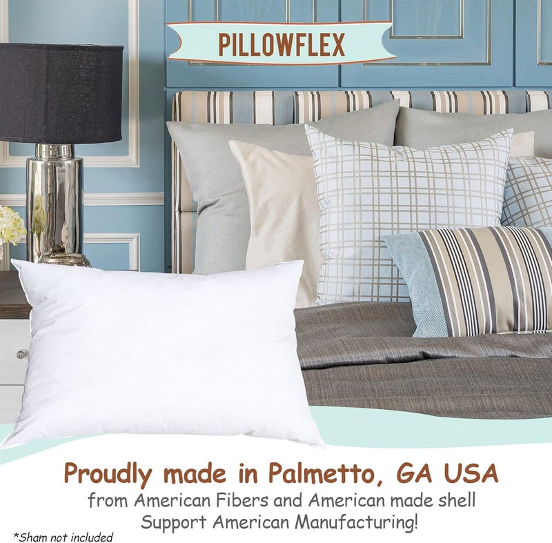 PILLOWFLEX Synthetic Down Pillow Insert - 12x18 Down Alternative Pillow, Ultra Soft, Small Rectangle, Lumbar, Travel, Neck, Sleeping Pillow - 1 Decorative Pillow Form - Image 4