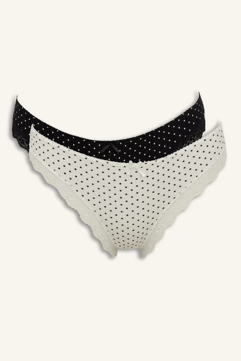 Lace Detail Ribbed 2 Piece Slip Panties