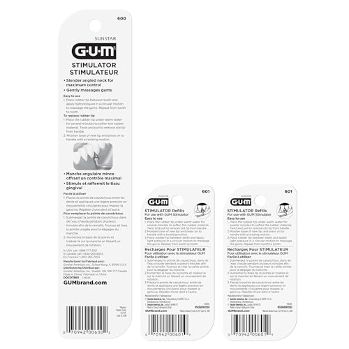 GUM Stimulator Permanent Handle - Long Handled Massager Remove Plaque & Promote Health (Handle + 2 Refill Packs) - Image 5