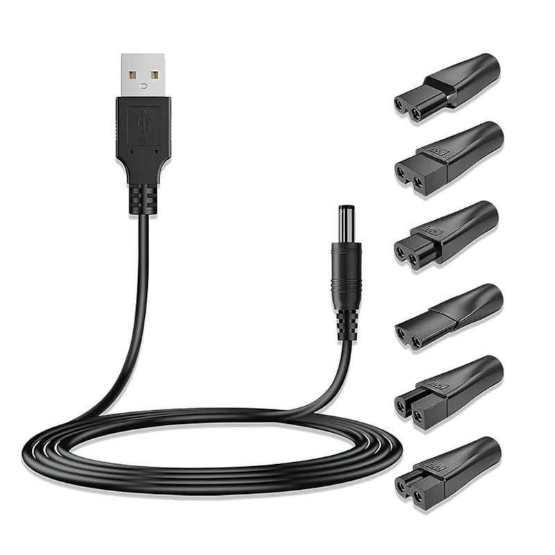 Accessonico Clipper Charger Trimmer Charger Cord Replacement for Philips HQ87 USB, Compatible with Swiffer Vacuum, Beard Trimmer Shaver Replacement for Hoverboard Charger 2 Prong 4 Prong, Black - Image 1