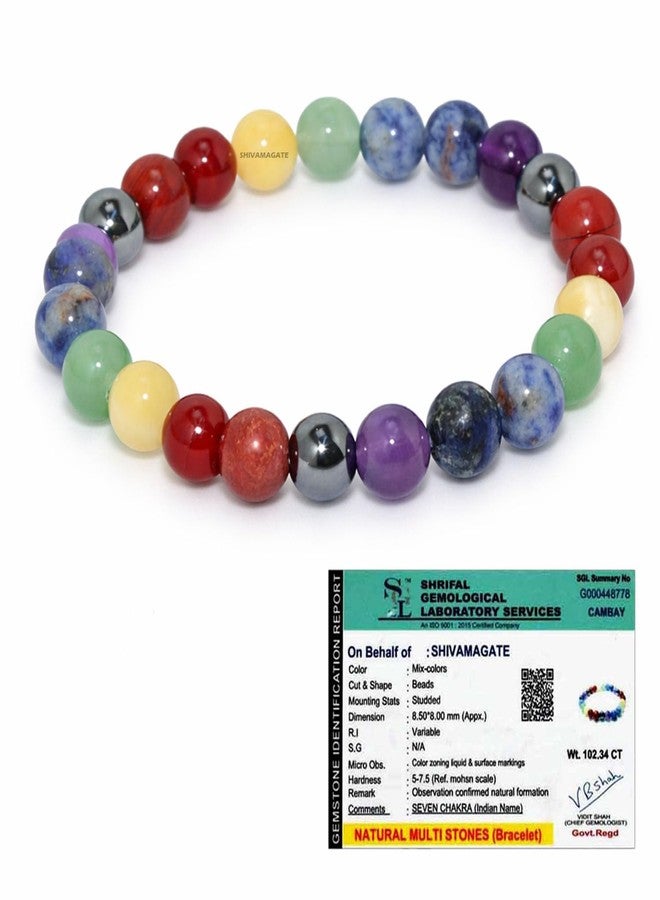 SHIVAMAGATE Seven Chakra Crystal Healing Bracelet for Men & Women - Unisex Adjustable Energy Balancing Bracelet with 8mm Natural Gemstone Beads - Handmade Wellness Jewelry for Chakra (Pack of 1) - Image 1
