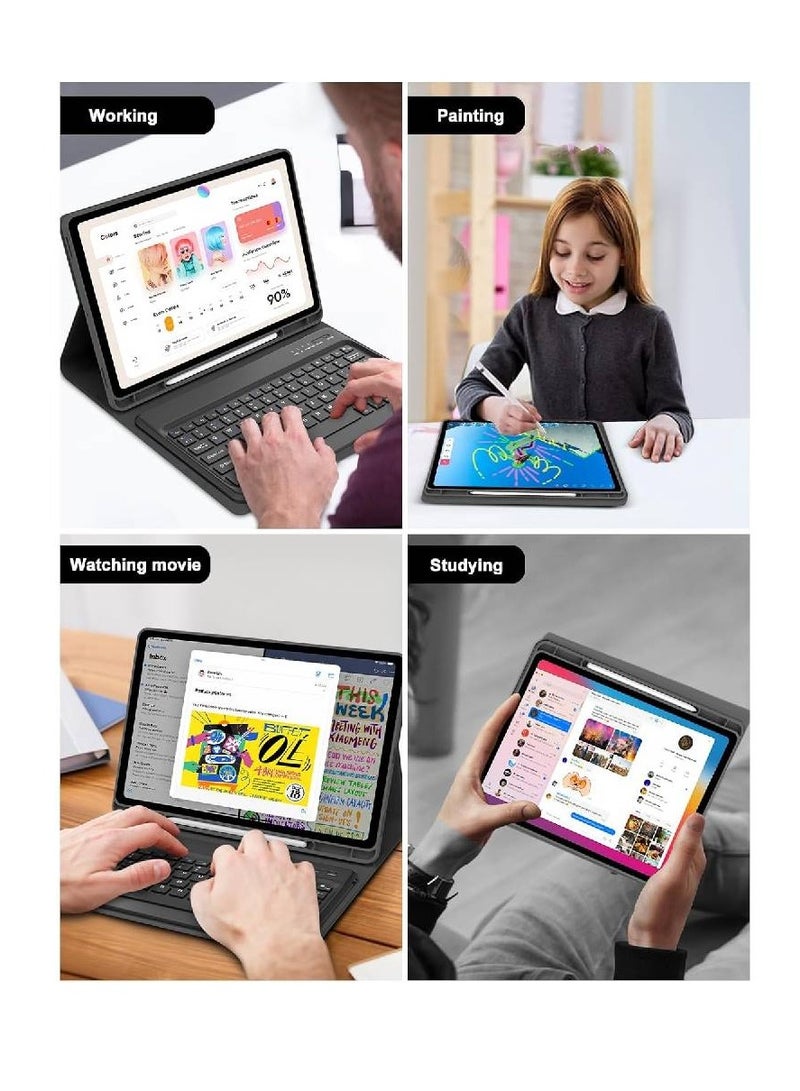 زومي لوحة مفاتيح ZOOMEE لجهاز Samsung Galaxy Tab S10 FE Plus 2025 مقاس 13.1 بوصة، حافظة لجهاز Samsung Galaxy Tab S10 FE Plus مقاس 13.1 بوصة، غطاء لوحة مفاتيح بلوتوث مغناطيسي قابل للفصل، أسود - Image 5