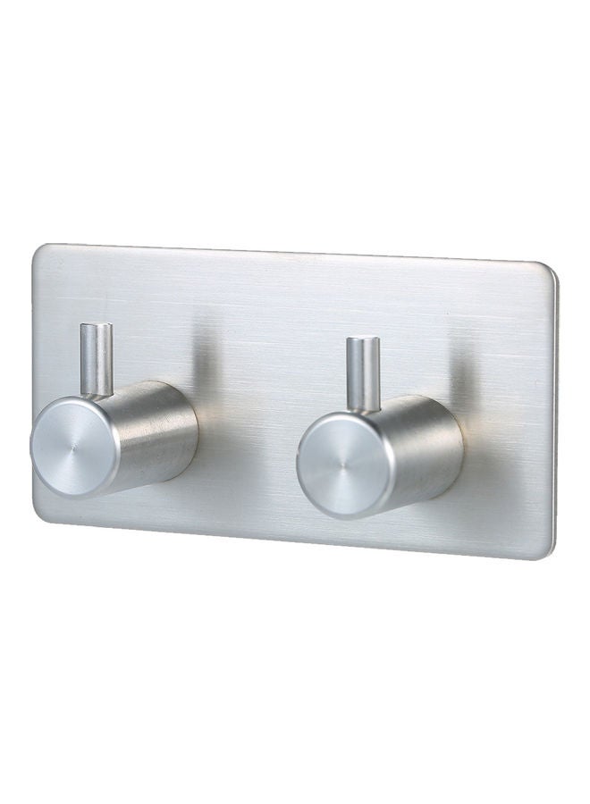 Loquat Robe Towel Wall Hanger Coat Hooks Rack Silver 10 x 4cm  - Image 1