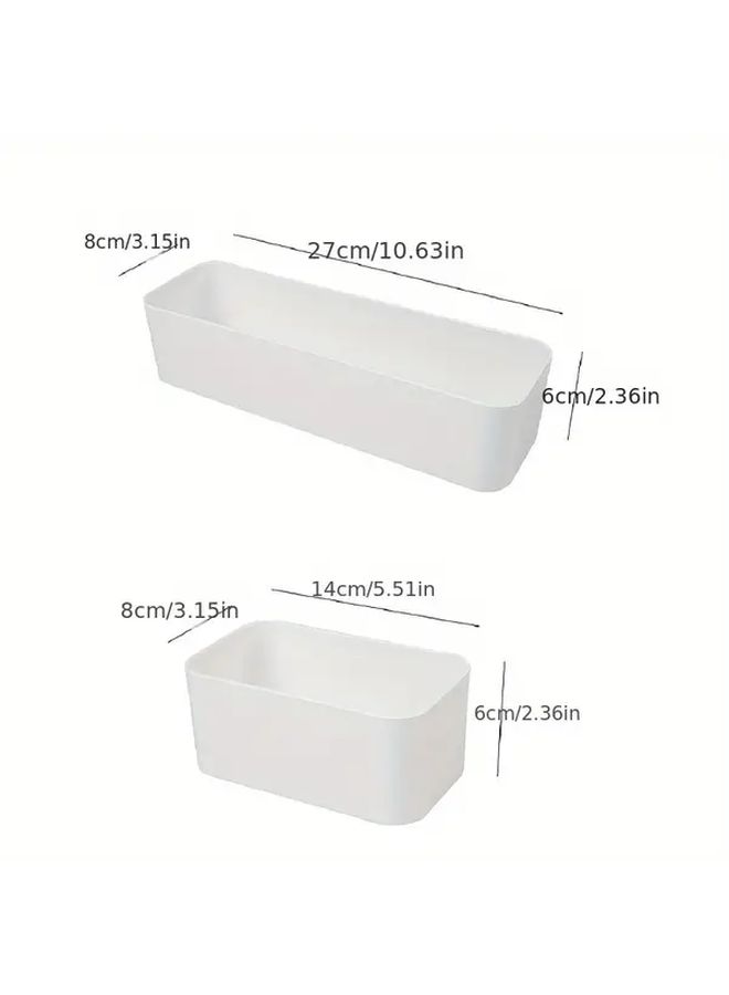 3pcs White Wall Mounted Storage Boxes 2 Short 1 Long Plastic Organizer - Image 3