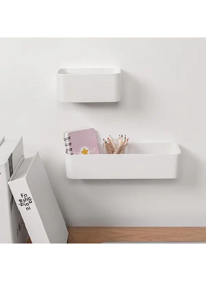 3pcs White Wall Mounted Storage Boxes 2 Short 1 Long Plastic Organizer - Image 2