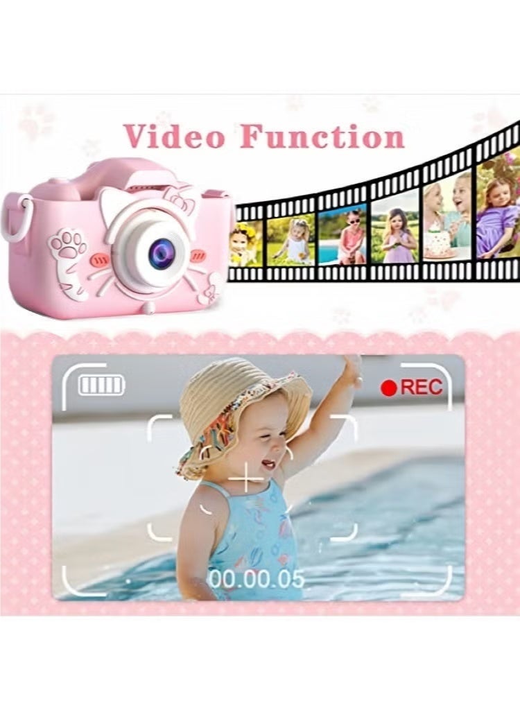 BESTPEAK Children's camera, 1080P high-definition dual camera digital video toy camera, suitable for boys/girls over 6 years old, birthday gift for children, USB rechargeable children's selfie camera, equipped with 256GB SD card and card reader - Image 4