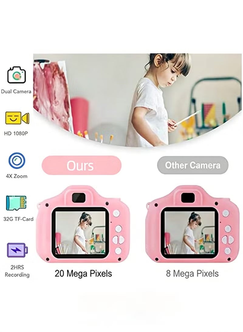 BESTPEAK Children's camera, 1080P high-definition dual camera digital video toy camera, suitable for boys/girls over 6 years old, birthday gift for children, USB rechargeable children's selfie camera, equipped with 256GB SD card and card reader - Image 4