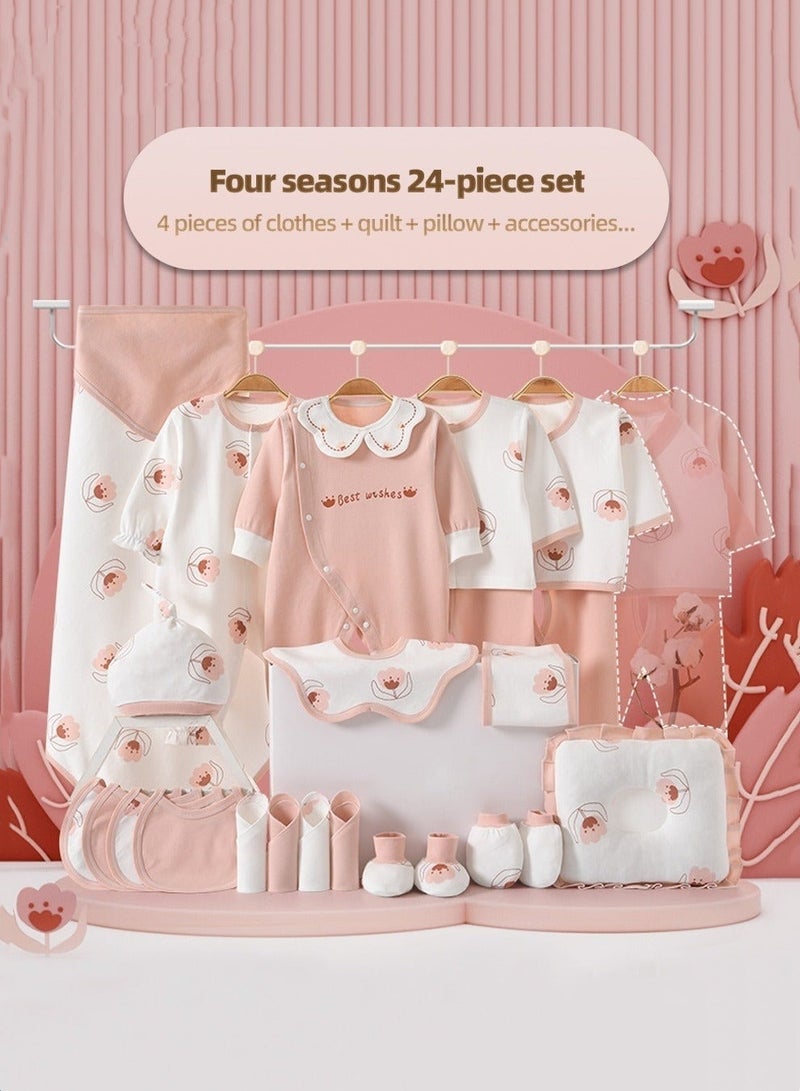 DOOKOO 24PCS Newborn Baby Gift Set, Newborn Layette Gift Set for Boys and Girls, Babies Essential Clothes Accessories with Baby Blanket, 100% Premium Cotton,  for Spring Summer Autumn Winter Four Seasons - Image 1