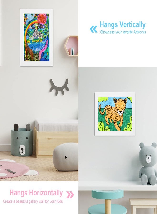 GULETHUN [2-Pack] Kids Art Frames, 8.5x11 Front Opening Kids Artwork Frames Changeable, White Artwork Display Storage Frame for Wall, Holds 50 Pcs, for 3D Picture, Crafts, Hanging Art, Portfolio - Image 2