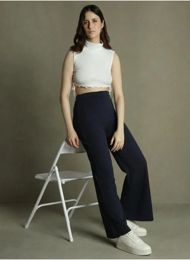 دينيس لينغو Mid-Rise Solid Flared Trousers