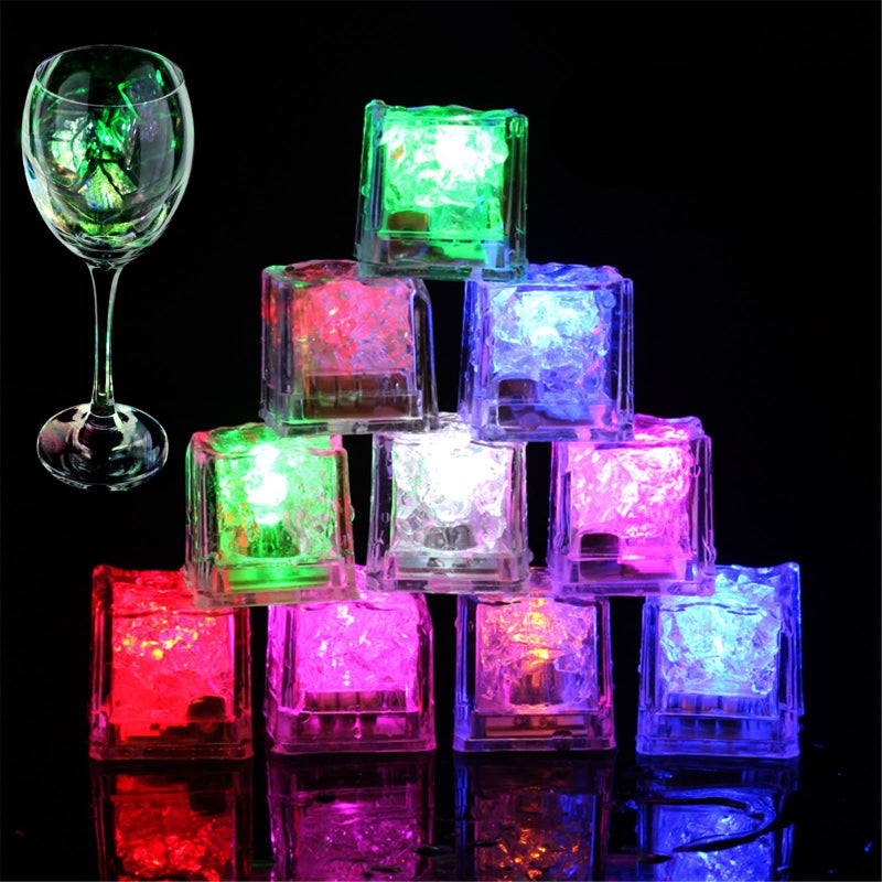 SeaISee Light Up Ice Cubes 48 Pack MultiColor Waterproof LED Ice Cubes Flashing Glow in The Dark LED Light up Ice Cubes for Drinks Bar Club Party Wine Wedding Decoration 