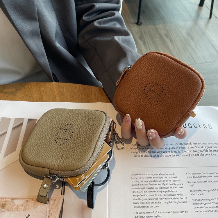 Genuine Leather Simple Coin Purse Top Layer Cowhide Lightweight High-Value Niche Women'S High-End Coin Bag Key Earphone Bag - Image 3
