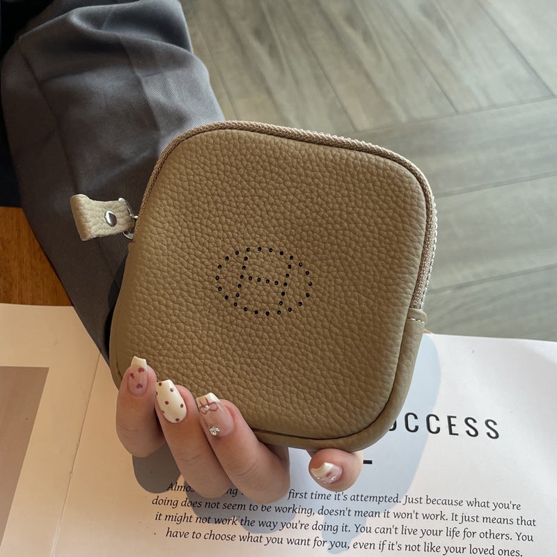 Genuine Leather Simple Coin Purse Top Layer Cowhide Lightweight High-Value Niche Women'S High-End Coin Bag Key Earphone Bag - Image 1