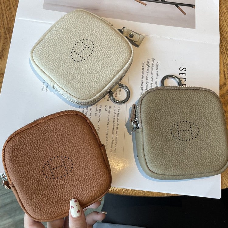 Genuine Leather Simple Coin Purse Top Layer Cowhide Lightweight High-Value Niche Women'S High-End Coin Bag Key Earphone Bag - Image 2