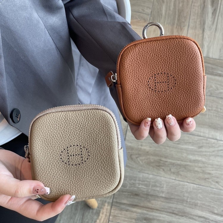 Genuine Leather Simple Coin Purse Top Layer Cowhide Lightweight High-Value Niche Women'S High-End Coin Bag Key Earphone Bag - Image 4