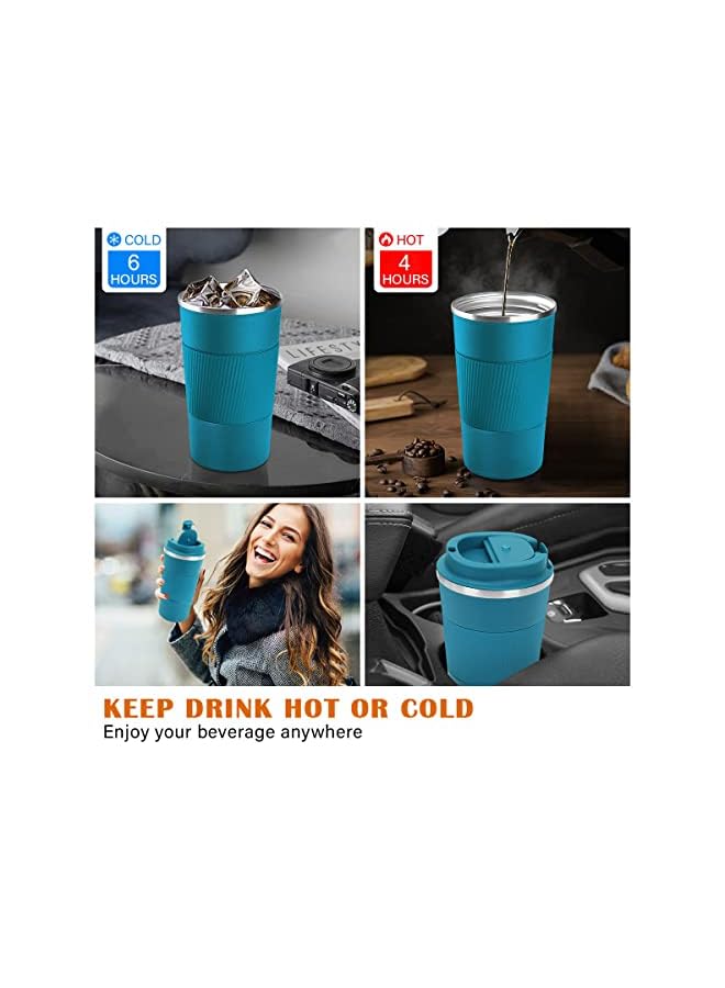Zaboon Steel Coffee Cup Vacuum Insulated Travel Mug For Home Office Outdoor Works Great For Ice Drinks And Hot Beverage（Blue） - Image 3