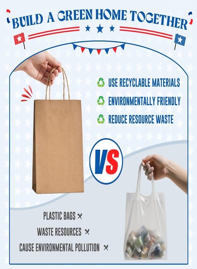 MESHA 100 Pack Brown Gift Bags 8x4.25x10.5 Inch Kraft Paper Bags with Handles Bulk Craft Bags Medium Size for Wending Birthday Party Favor Retail Merchandise Bags - Image 5