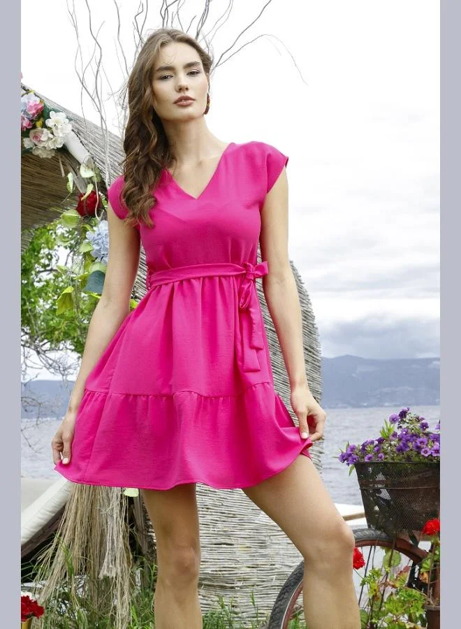 Lela Lela V-Neck Dress with Tie-Waist Detail, Women's Dress 6053681