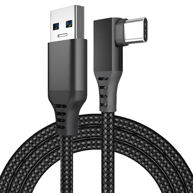 زوني كابل ربط VR من بطول 16.5 قدم، من نوع USB إلى USB-C، مخصص لأجهزة Meta Quest 3S / 3/2 / Pro، Pico 4 Ultra / 4، وأجهزة الكمبيوتر/Steam VR، مصنوع من النايلون المنسوج بزاوية 90 درجة، لاستخدامه مع الرؤوس الخاصة بألعاب الواقع الافتراضي (لون أسود، منفذ USB-A) - Image 1