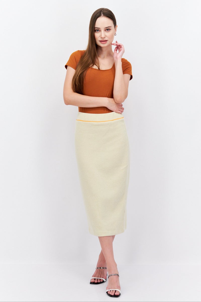 ESPRIT Women Knitted Pull On Midi Skirt, Beige - Image 4