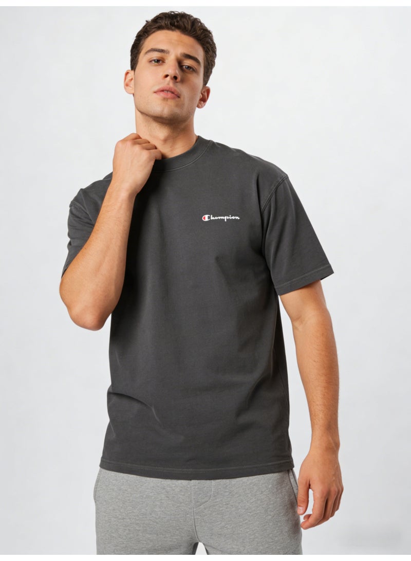 شامبيون Champion Men's Vintage Wash Oversized Crew Neck T-Shirt, Dark Grey Classic Short Sleeve Tee - Image 5