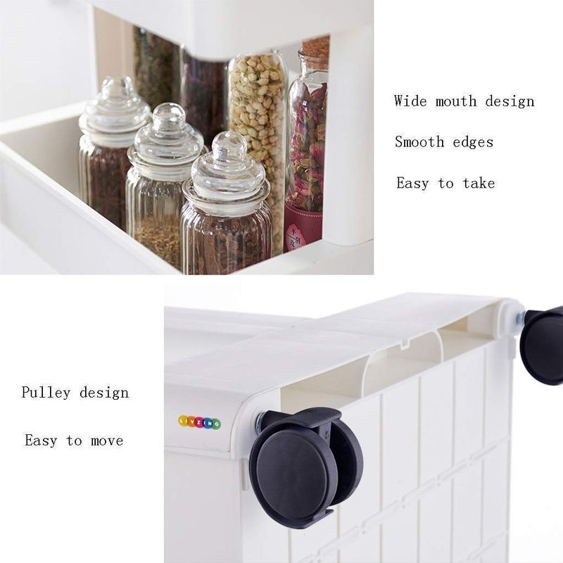 ALXIND Plastic Storage Organizer Shelf 4Tier Rack with Wheels White 100x12x495cm - Image 5