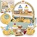 Airlab Wooden Tea Sets for Little Girls Play Food Cake Toys Toddlers 35 Kitchen Accessories Pretend Play Princess Playset for 3 4 5 6 Year Old Girl Boy Party Birthday Gift - Image 4