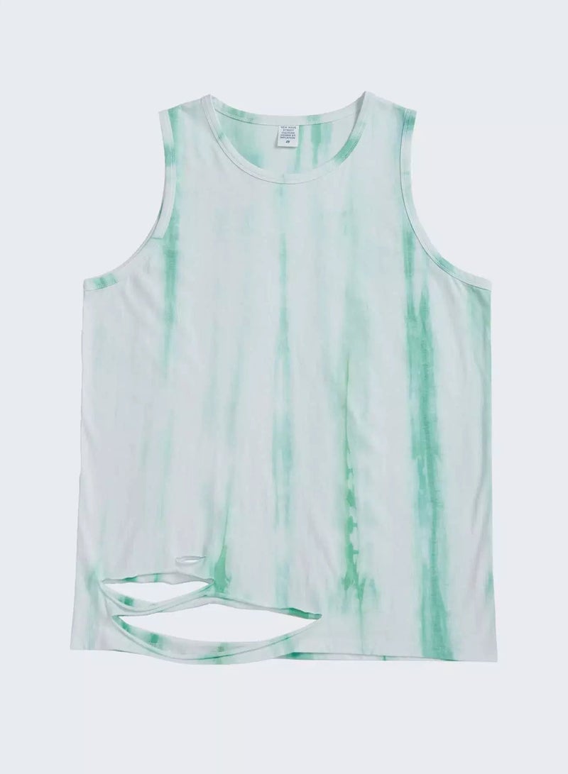 Men Ripped Tie Dye Tank Top - Image 1