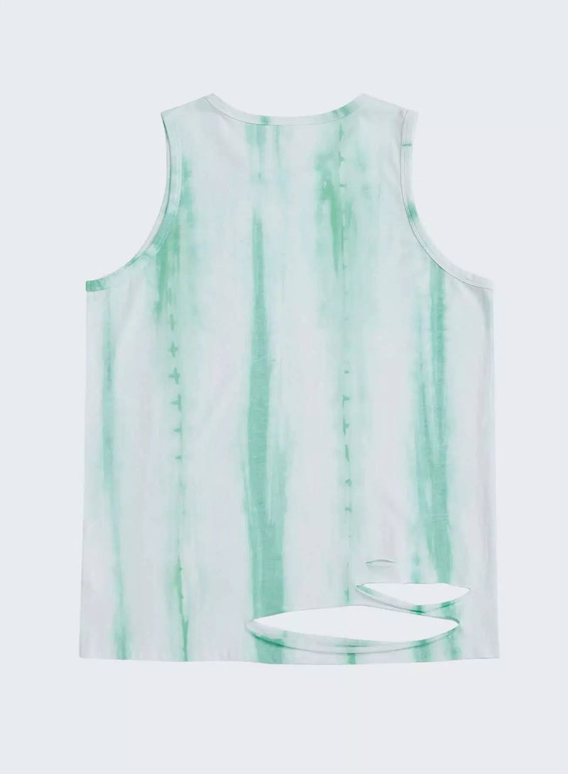 Men Ripped Tie Dye Tank Top - Image 2