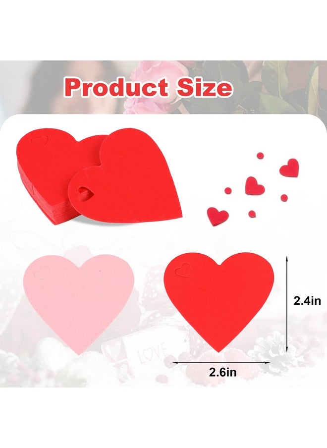 DERAYEE 100 Pcs Valentine Gift Tags With String Heart Shaped Kraft Paper Tags For Wedding Valentine'S Party Diy Wrapping (Red Pink)  - Image 2