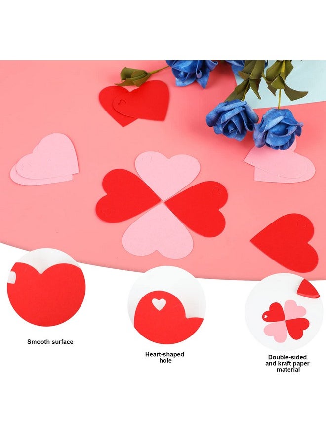 DERAYEE 100 Pcs Valentine Gift Tags With String Heart Shaped Kraft Paper Tags For Wedding Valentine'S Party Diy Wrapping (Red Pink)  - Image 5
