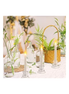 Excefore 2Pcs Clear Glass Candle Holders for Taper Candles, Candlestick Wedding Table Window Holiday Restaurant Decorations Fits 1/2" 2/3" 3/4" 4/5" 7/8" Tapers  - Image 5