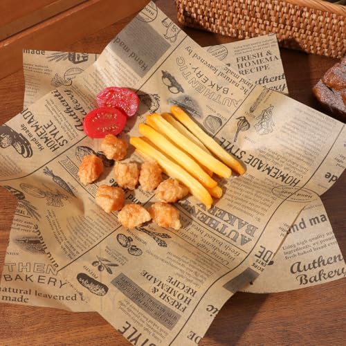 DOITOOL Decorative Newspaper Parchment Paper - 50 Sheets Wax Paper for Food, Greaseproof Bbqs Picnic Bakery Liner - Image 3