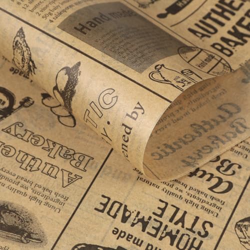 DOITOOL Decorative Newspaper Parchment Paper - 50 Sheets Wax Paper for Food, Greaseproof Bbqs Picnic Bakery Liner - Image 5
