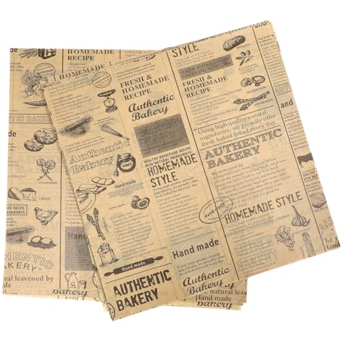 DOITOOL Decorative Newspaper Parchment Paper - 50 Sheets Wax Paper for Food, Greaseproof Bbqs Picnic Bakery Liner - Image 1