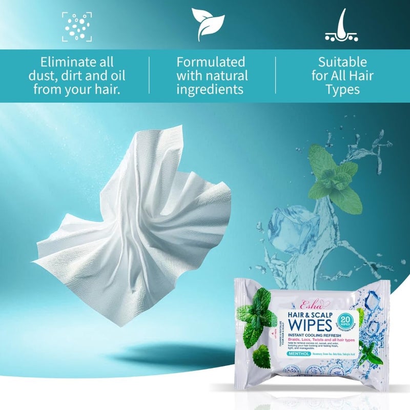 ESHA Hair & Scalp Wipes: Instant Cooling Refresh for Braids, Locs, Twists & All Hair Types - Stay Cool, Stylish, and Confident - Image 5