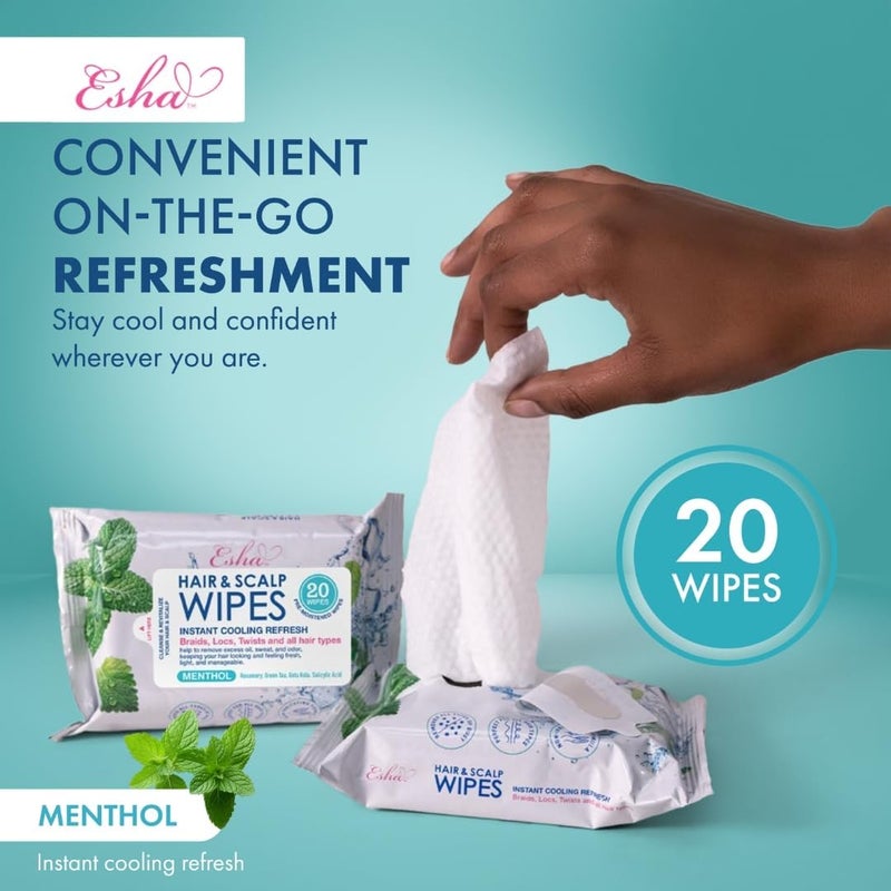 ESHA Hair & Scalp Wipes: Instant Cooling Refresh for Braids, Locs, Twists & All Hair Types - Stay Cool, Stylish, and Confident - Image 4