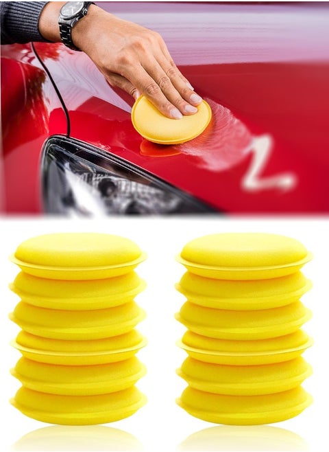 Car Polishing Pads, 12pcs Car Wax Applicator Pads, Microfiber Soft Foam Polish Applicator Pads, Car Wax Cleaning Pads Sponge Applicators for Clean Car Vehicle Auto Glass, Yellow