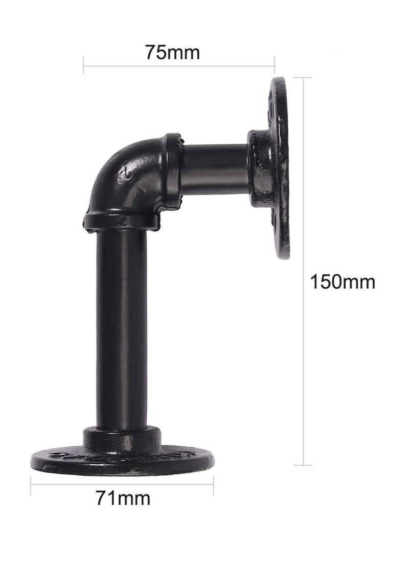 SYOSI - Industrial Pipe Shelf Brackets, 2Pcs Industrial Pipe Floating Shelf Brackets Scaffold Board Shelf Brackets Pipe Floating Shelf Brackets for Bookshelf Scaffolding Board (15 X 8 cm) - Image 1